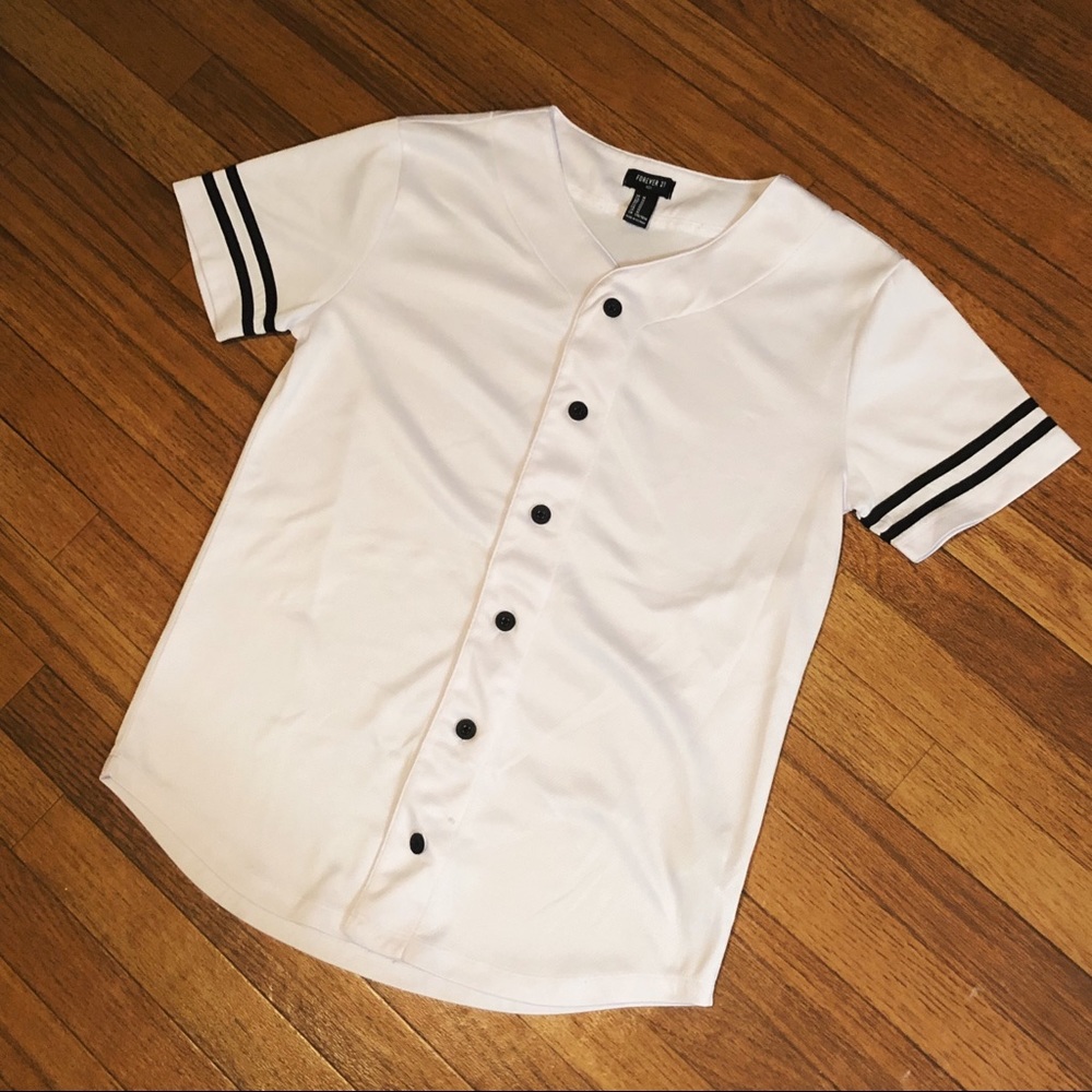 White/ black Full button baseball jerseys shirt